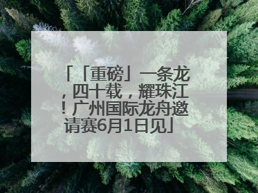 「重磅」一条龙，四十载，耀珠江！广州国际龙舟邀请赛6月1日见