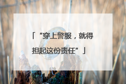 “穿上警服，就得担起这份责任”