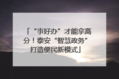 “事好办”才能拿高分！泰安“智慧政务”打造便民新模式
