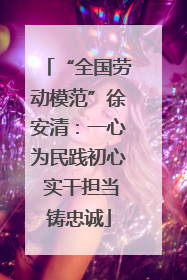 “全国劳动模范”徐安清：一心为民践初心 实干担当铸忠诚