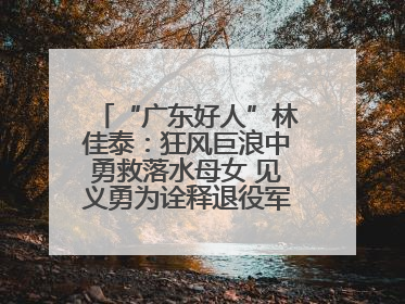 “广东好人”林佳泰：狂风巨浪中勇救落水母女 见义勇为诠释退役军人担当