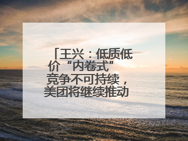 王兴：低质低价“内卷式” 竞争不可持续，美团将继续推动行业健康发展