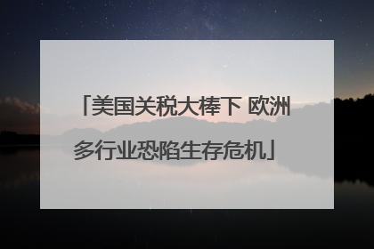 美国关税大棒下 欧洲多行业恐陷生存危机