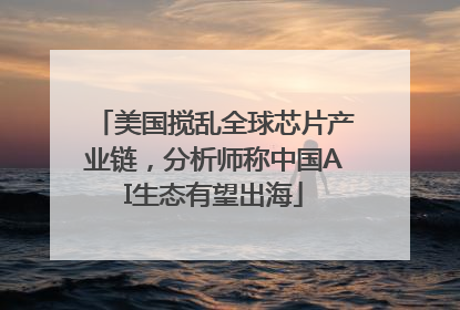 美国搅乱全球芯片产业链，分析师称中国AI生态有望出海