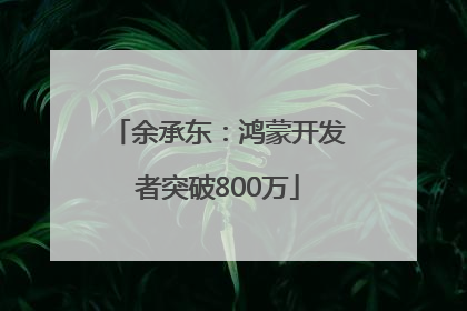 余承东：鸿蒙开发者突破800万