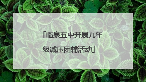 临泉五中开展九年级减压团辅活动