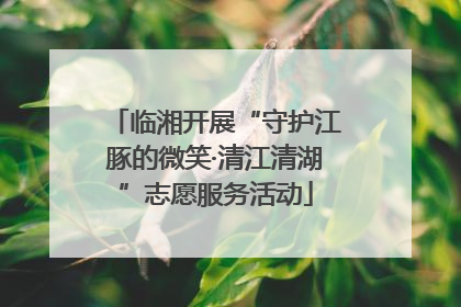 临湘开展“守护江豚的微笑·清江清湖”志愿服务活动