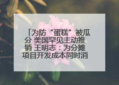 为防“蛋糕”被瓜分 美国罕见主动推销 王明志：为分摊项目开发成本同时消除潜在威胁