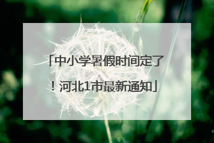 中小学暑假时间定了！河北1市最新通知