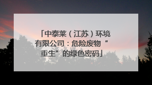 中泰莱（江苏）环境有限公司：危险废物“重生”的绿色密码