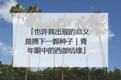 也许我出现的意义是播下一颗种子｜青年眼中的西部情缘
