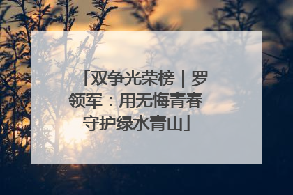 双争光荣榜｜罗领军：用无悔青春守护绿水青山