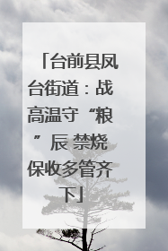 台前县凤台街道：战高温守“粮”辰 禁烧保收多管齐下
