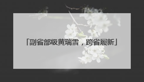 副省部级黄瑞雪，跨省履新