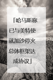哈马斯称已与美特使就加沙停火总体框架达成协议