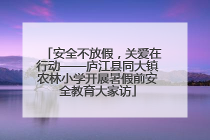 安全不放假，关爱在行动——庐江县同大镇农林小学开展暑假前安全教育大家访