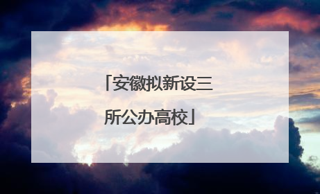 安徽拟新设三所公办高校