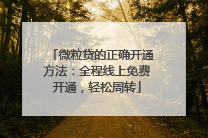 微粒贷的正确开通方法：全程线上免费开通，轻松周转