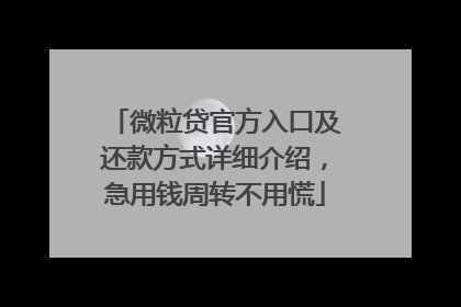 微粒贷官方入口及还款方式详细介绍，急用钱周转不用慌