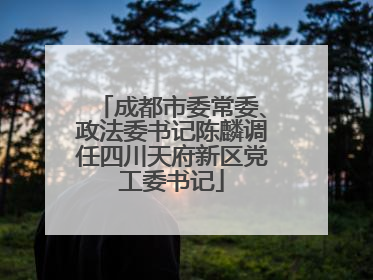 成都市委常委、政法委书记陈麟调任四川天府新区党工委书记