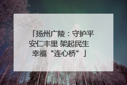 扬州广陵：守护平安仁丰里 架起民生幸福“连心桥”