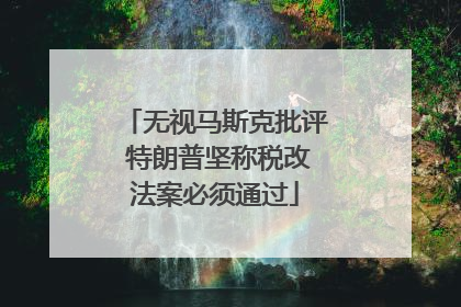 无视马斯克批评 特朗普坚称税改法案必须通过