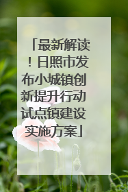 最新解读！日照市发布小城镇创新提升行动试点镇建设实施方案