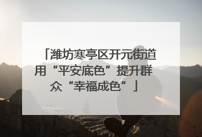 潍坊寒亭区开元街道用“平安底色”提升群众“幸福成色”