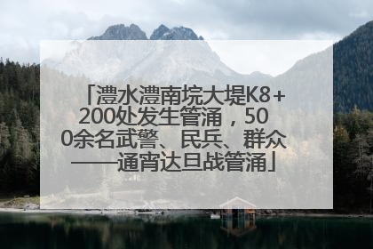 澧水澧南垸大堤K8+200处发生管涌，500余名武警、民兵、群众——通宵达旦战管涌