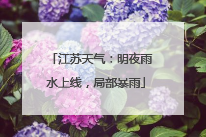 江苏天气：明夜雨水上线，局部暴雨