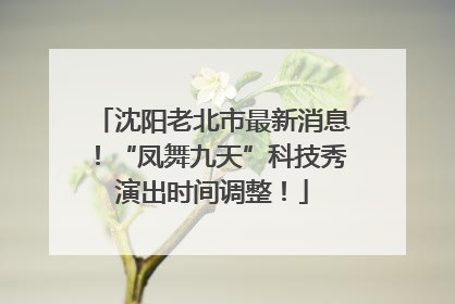 沈阳老北市最新消息！“凤舞九天”科技秀演出时间调整！