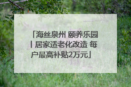 海丝泉州 颐养乐园丨居家适老化改造 每户最高补贴2万元