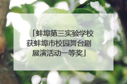 蚌埠第三实验学校获蚌埠市校园舞台剧展演活动一等奖