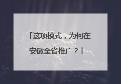 这项模式，为何在安徽全省推广？