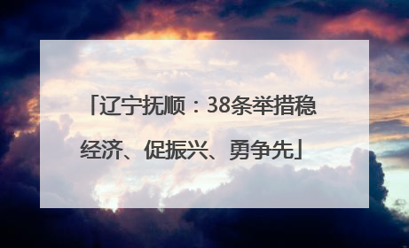 辽宁抚顺：38条举措稳经济、促振兴、勇争先