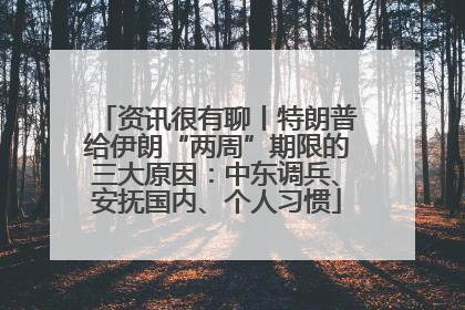 资讯很有聊丨特朗普给伊朗“两周”期限的三大原因：中东调兵、安抚国内、个人习惯