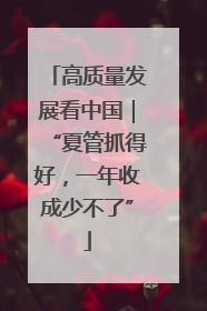 高质量发展看中国｜“夏管抓得好，一年收成少不了”