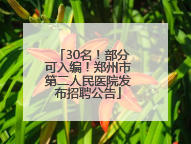 30名！部分可入编！郑州市第二人民医院发布招聘公告